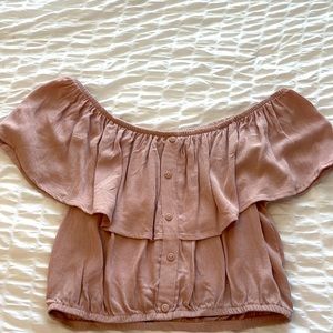 mauve/pink off the shoulder top